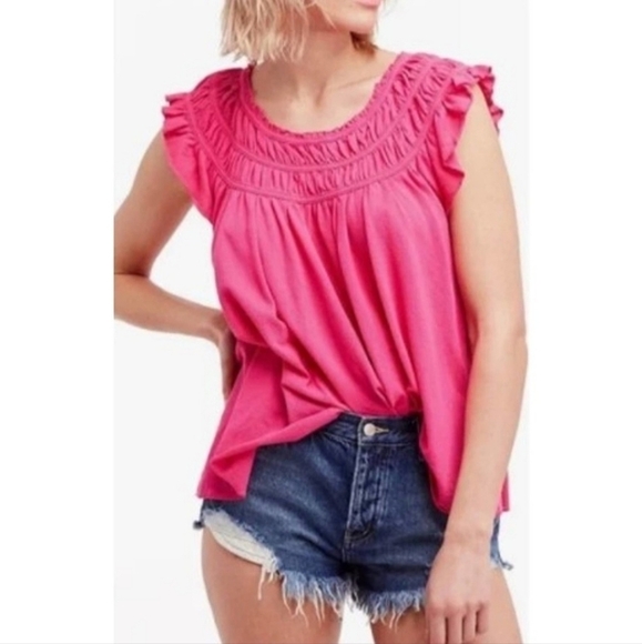 Free People Coconut Smock Off-the-Shoulder Tee - Picture 1 of 7